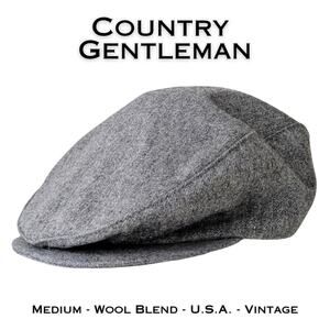 VTG Country Gentleman Hat Medium Gray  Tweed Wool Blend Classic Newsboy Ivy Cap